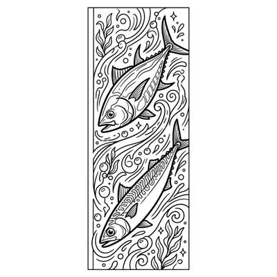 Bring the ocean to life with this dynamic coloring bookmark featuring sleek tuna and mackerel. Perfect for aquatic enthusiasts, this unique design lets you personalize your reading adventures.