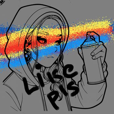 a realistic girl, spray painting