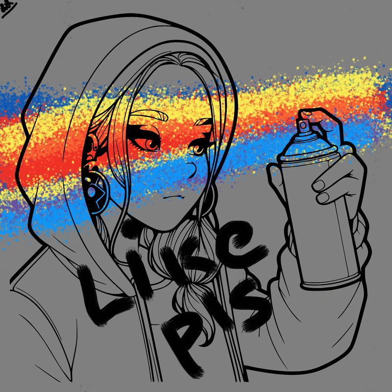 a realistic girl, spray painting