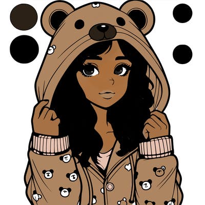 realistic girl in a animal pjs hoodie