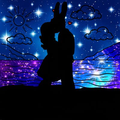 kissing at beautiful beach