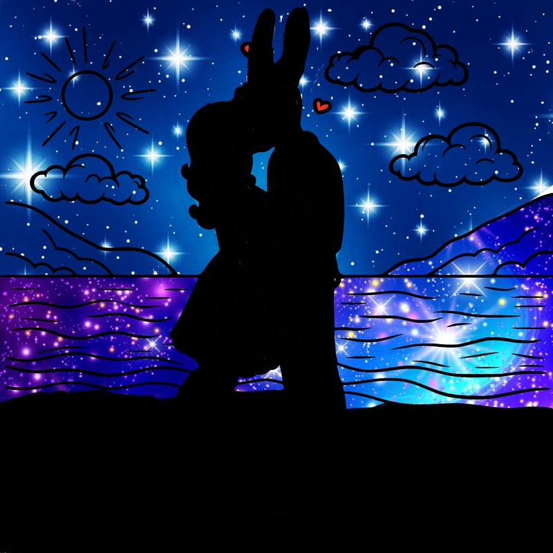 kissing at beautiful beach