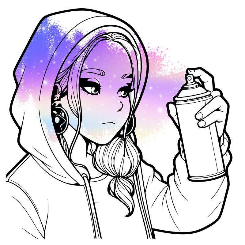 a realistic girl, spray painting