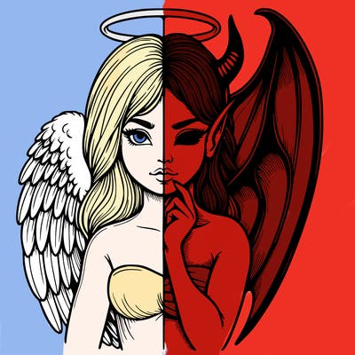 realistic angel half demon