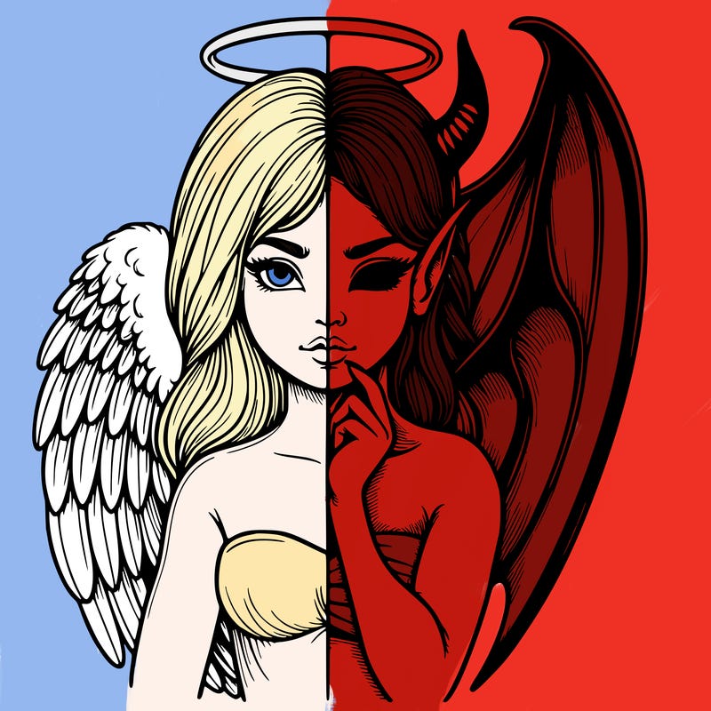 realistic angel half demon