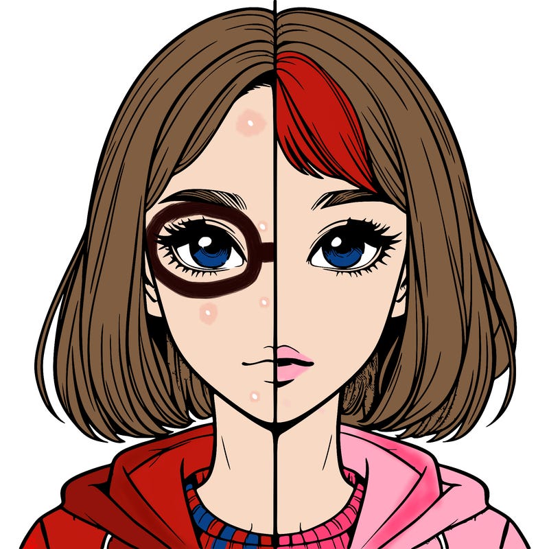 split realistic girl