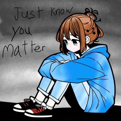 sad anime girl sitting alone