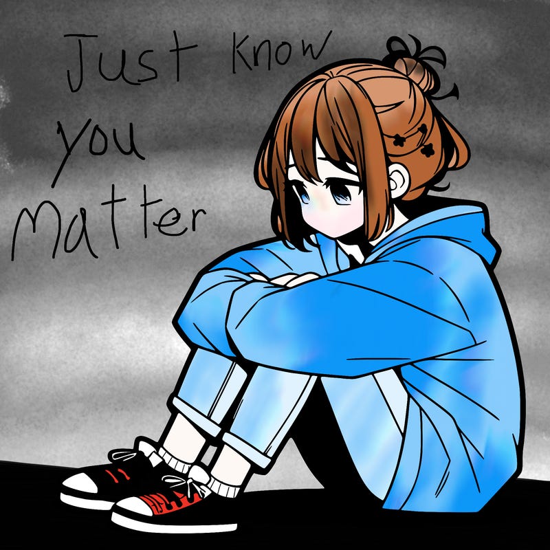 sad anime girl sitting alone