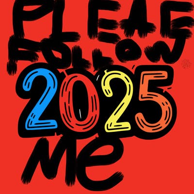 one line scrawled numbers sketch design “2025”