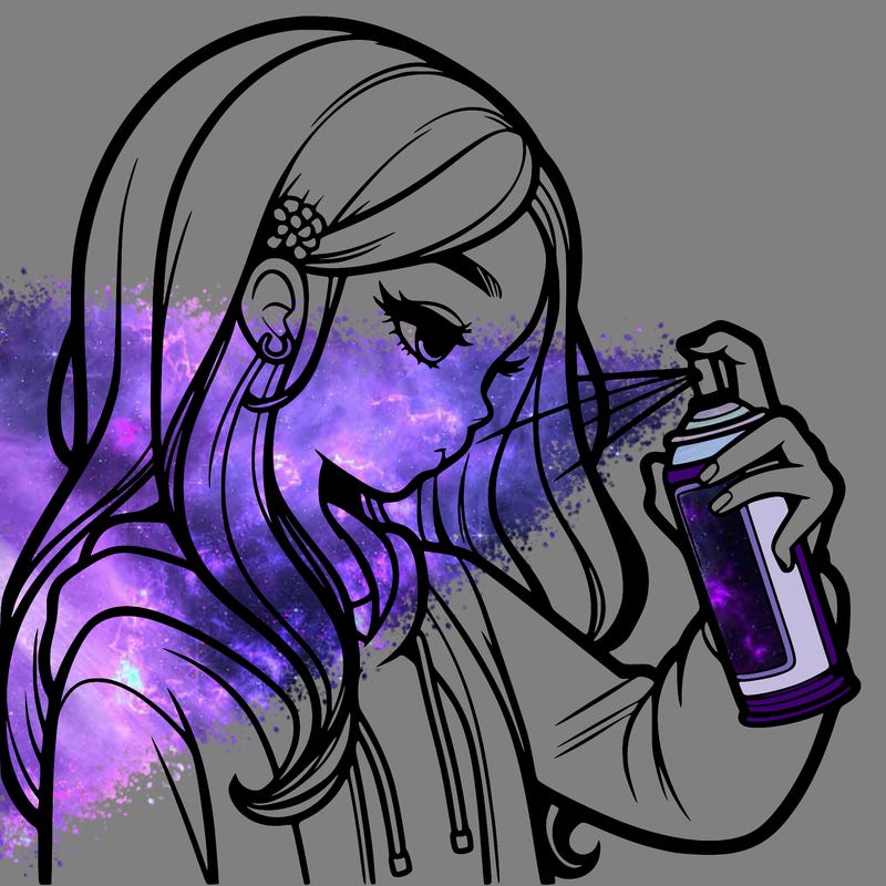 a realistic girl spray painting