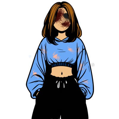 realistic girl faceless with baggy pants and a crop top