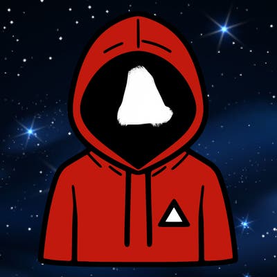 a person with non face waering a hoodie with a small triangle symbol