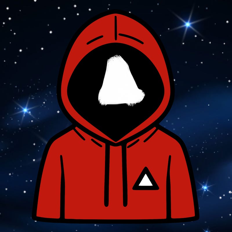 a person with non face waering a hoodie with a small triangle symbol
