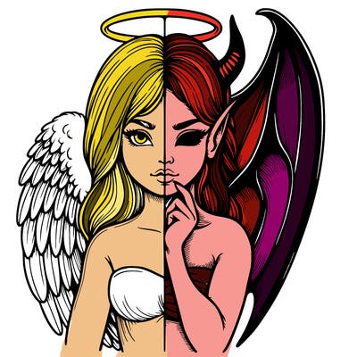 realistic angel half demon