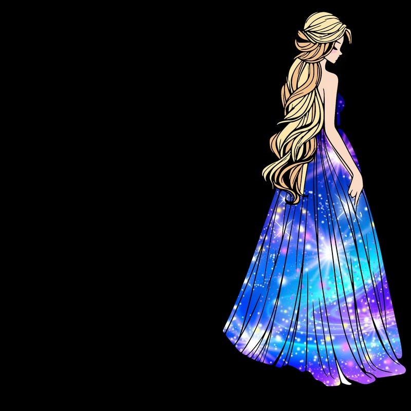 realistic woman with long flowing dress