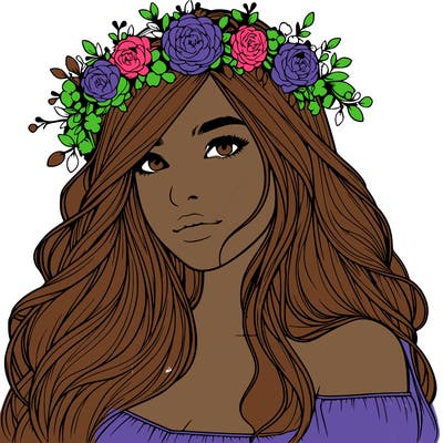 realistic girl with flower crown