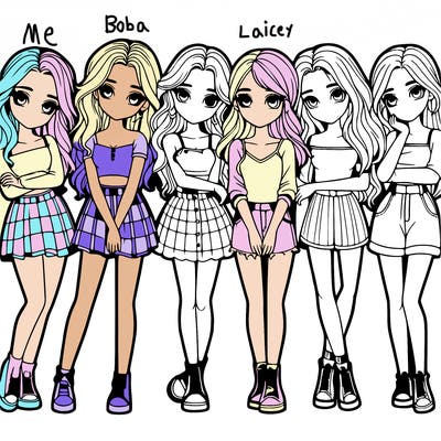 a group of girls realistic