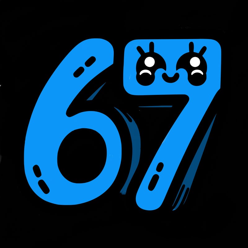 the numbers 67