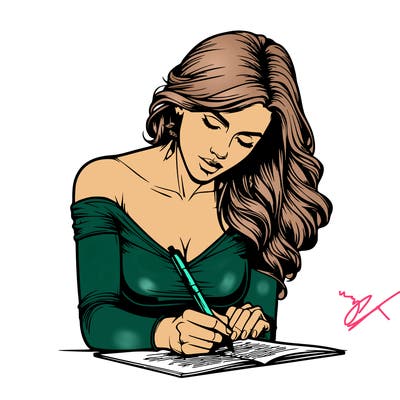 realistic female writing poetry