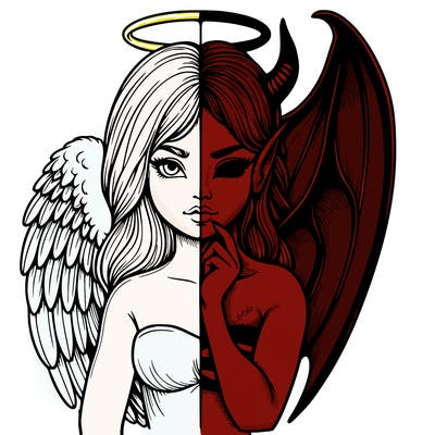 realistic angel half demon