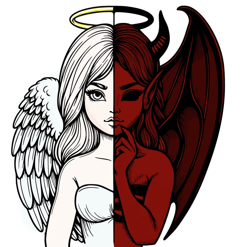 realistic angel half demon