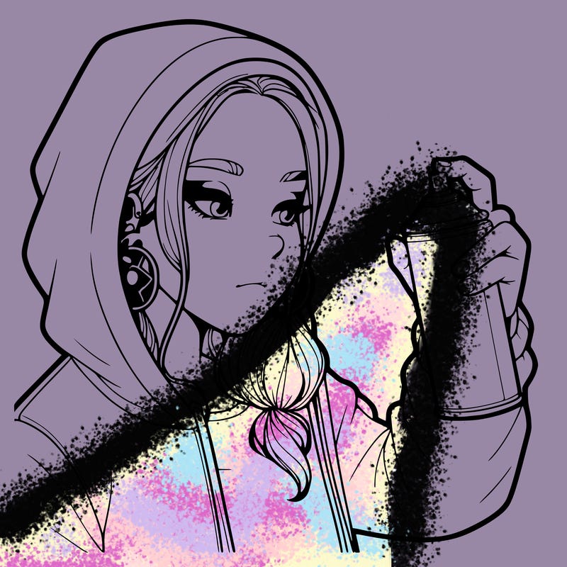 a realistic girl, spray painting