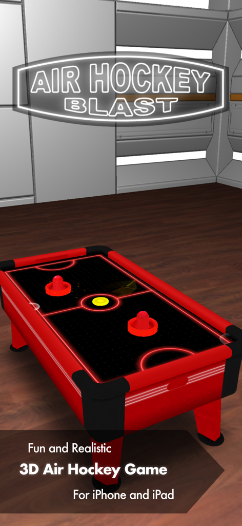 Air Hockey Blast - Realistic 3D air hockey table with neon lighting and red paddles