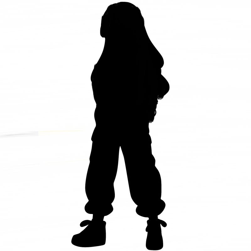 girl in baggy pants crop top and long hair