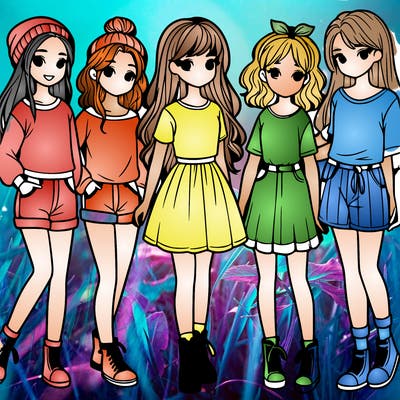 a group of five girls