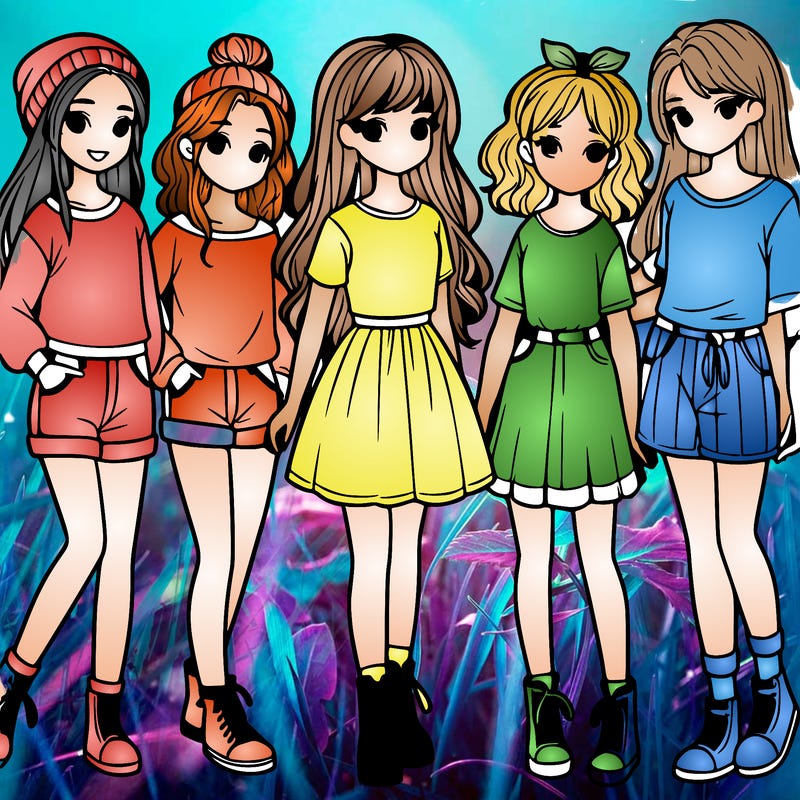 a group of five girls