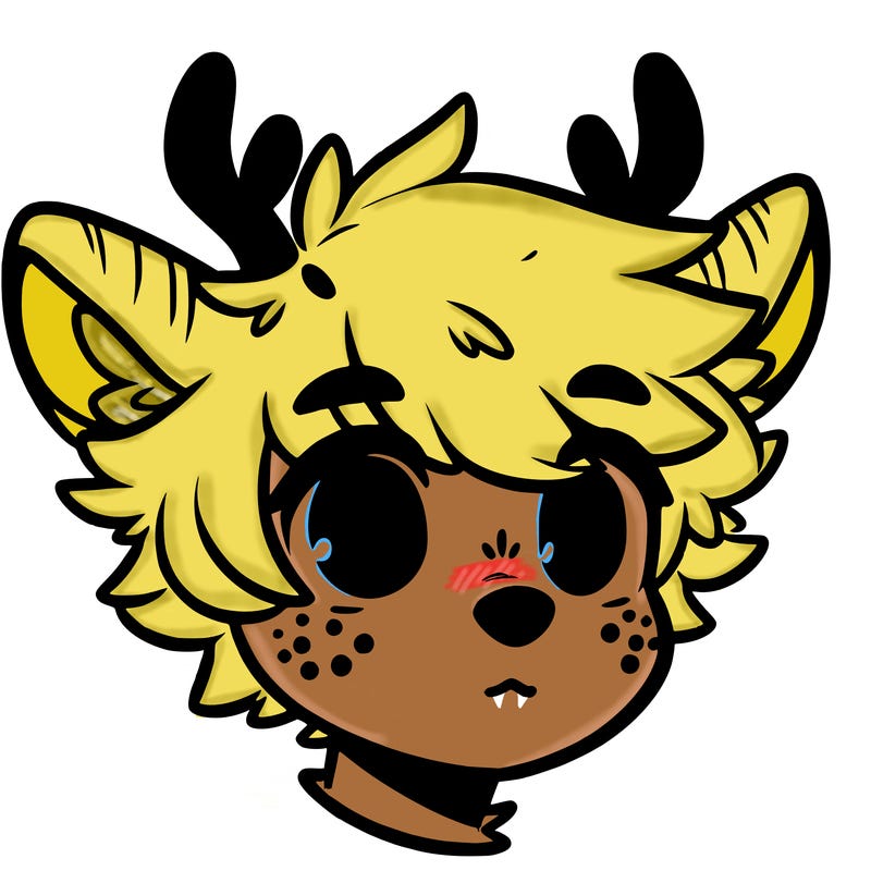 a humanoid deer with soft fluffy ears