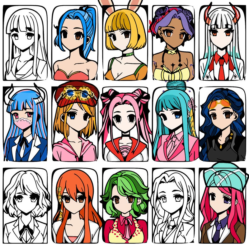 girls that look diffrent anime