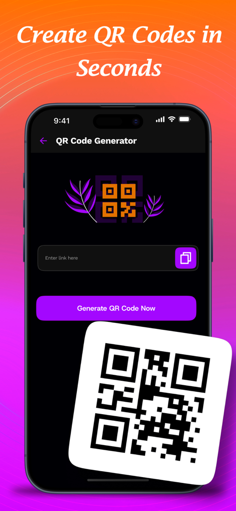 Y2mate Apps - Schermata del generatore di codici QR delle app Y2mate che mostra un'interfaccia utente per creare codici QR personalizzati da link