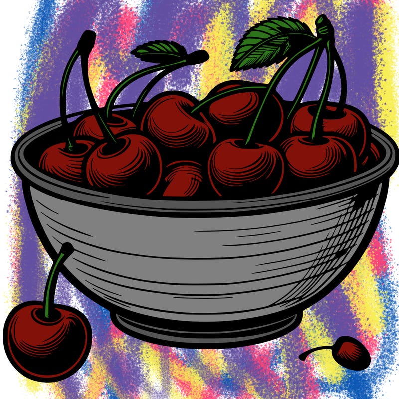 bowl with cherry's realistic