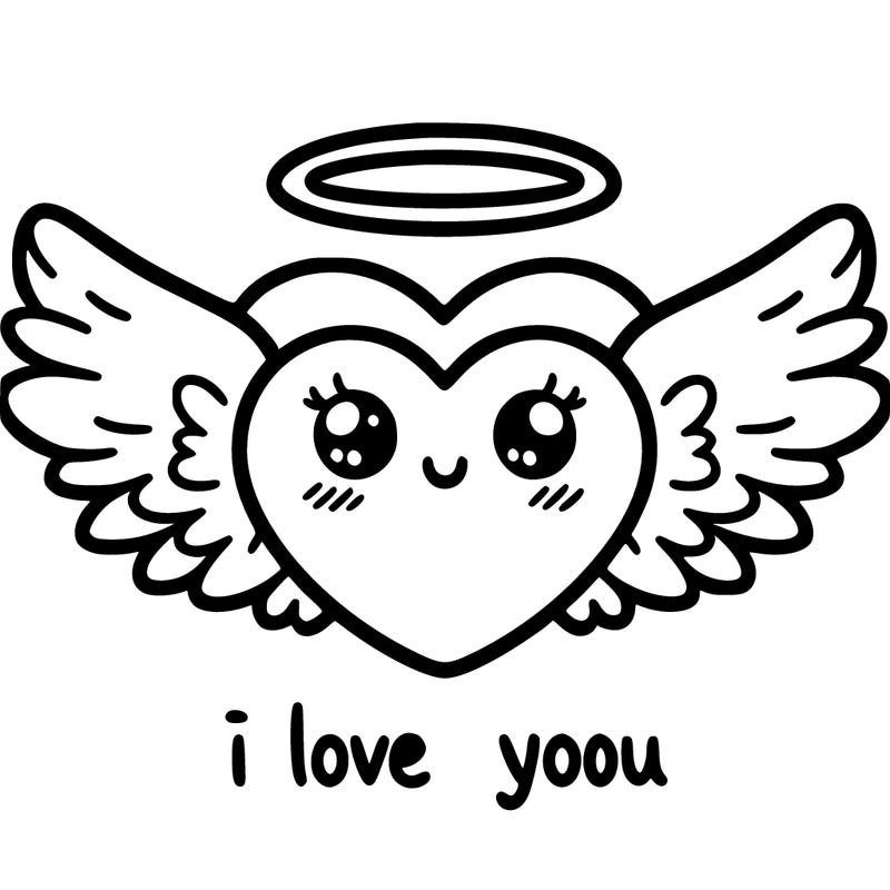i love you with a heart with wings