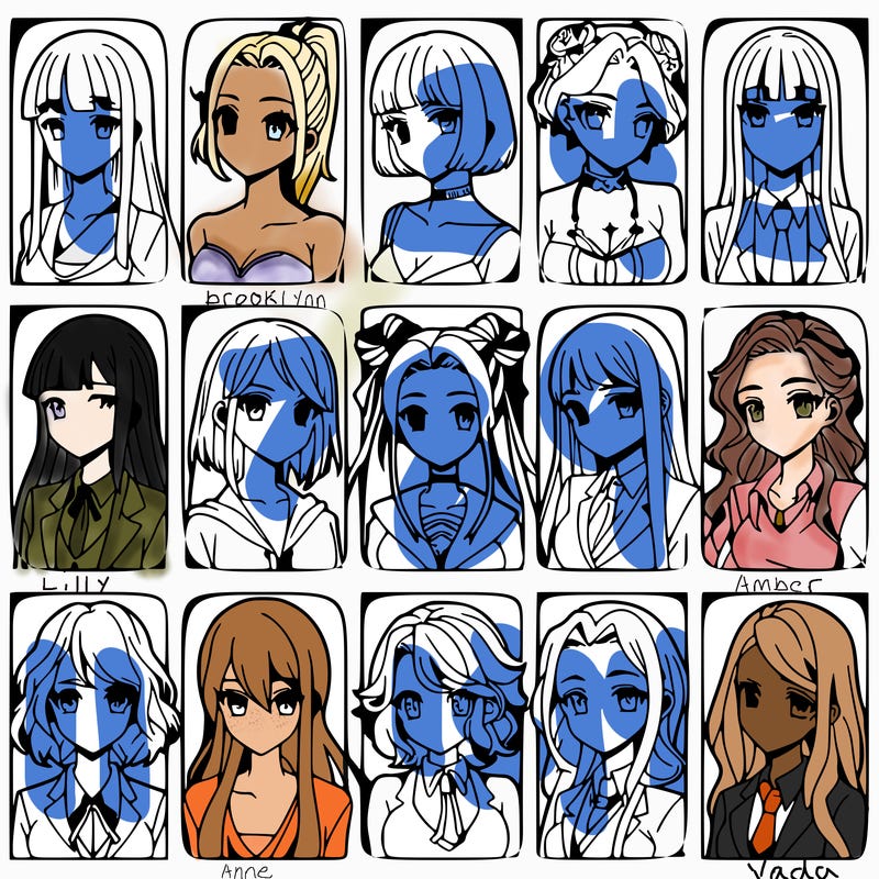 girls that look diffrent anime