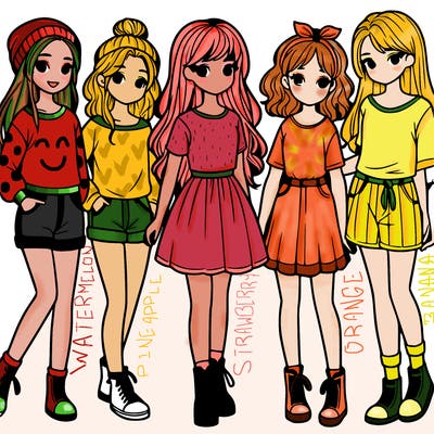 a group of five girls