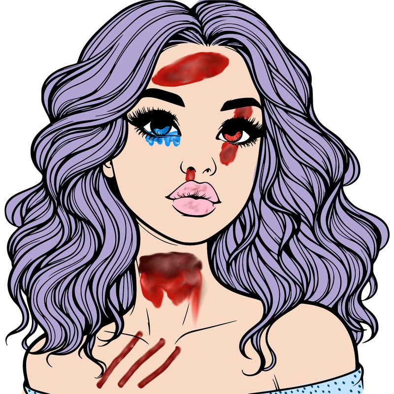 realistic girl with wavy hair and lips