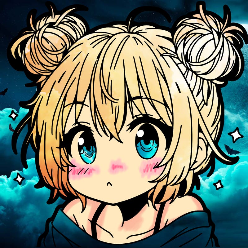 a manga girl with messy small buns