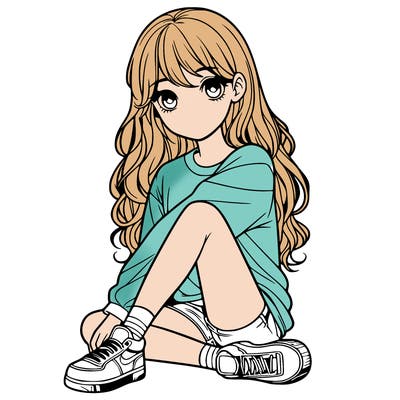 girl sitting realistic