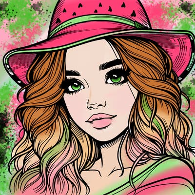 realistic girl with hat