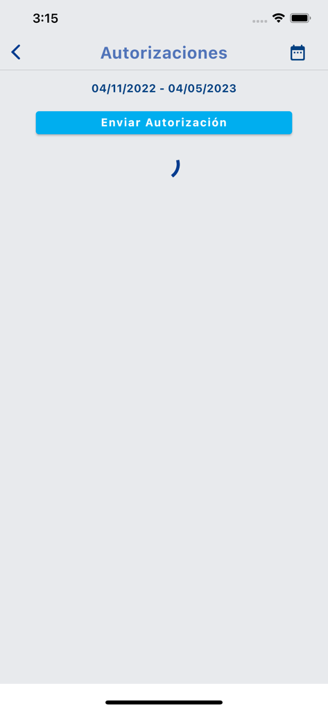 Mobile screen of the RPN app showing the authorizations section with a button to send documents