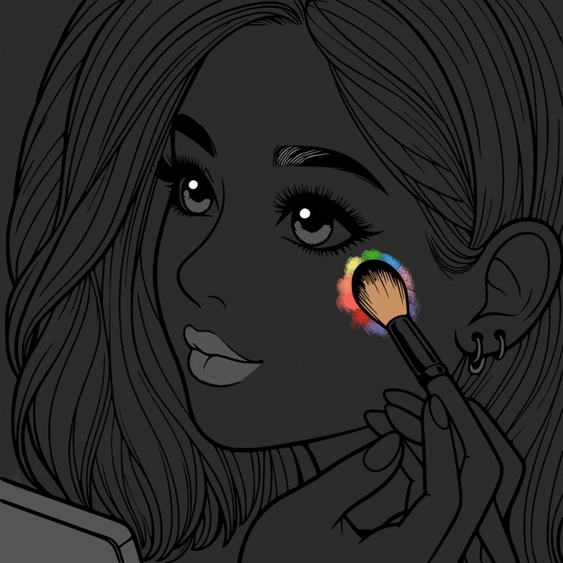 a realistic girl doing her makeup