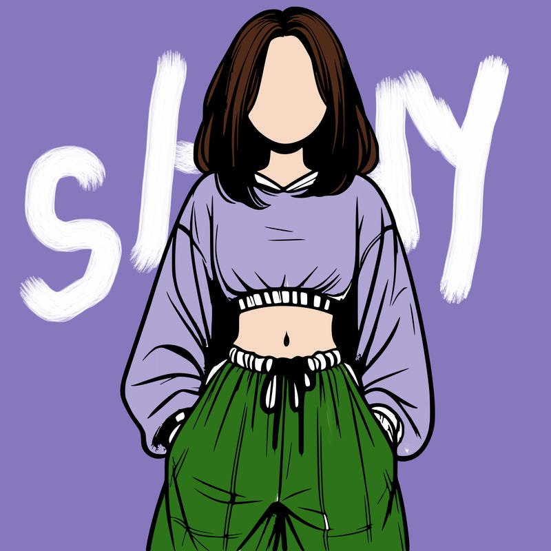realistic girl faceless with baggy pants and a crop top