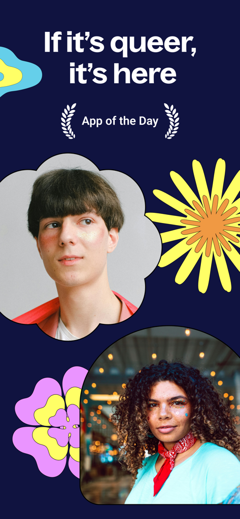 Lex: Queer Social LGBT Friends - Promotional image for the Lex app featuring diverse queer individuals and the slogan If its queer its here