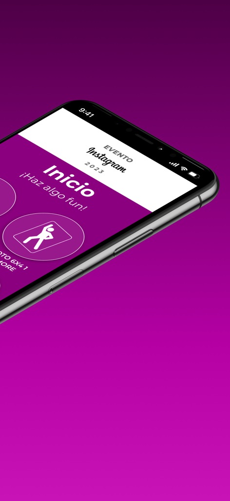 funEvent 360 photo booth - iPhone displaying the start interface of the funEvent 360 photo booth app with a purple background