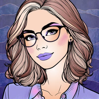 realistic woman with glasses