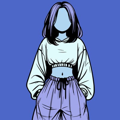 realistic girl faceless with baggy pants and a crop top