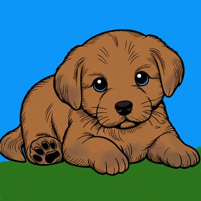 a cute realistic puppy