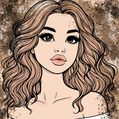 realistic girl with wavy hair and lips